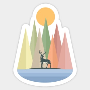 Deer in Nature Landscape Collage Sticker